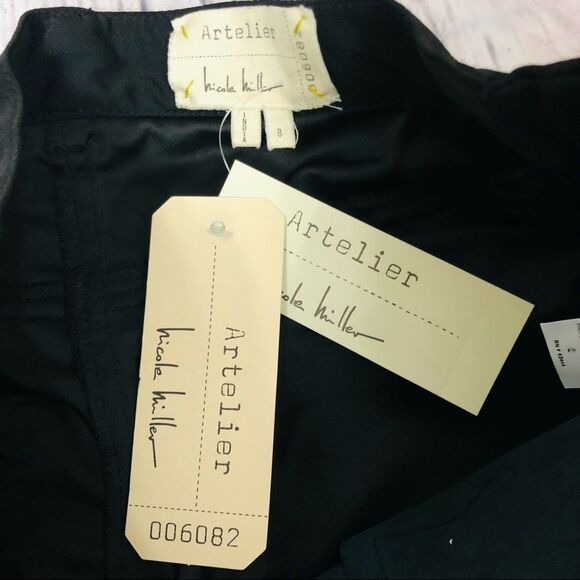 Nicole Miller Artelier Leather Pants Black 8 - Picture 7 of 9